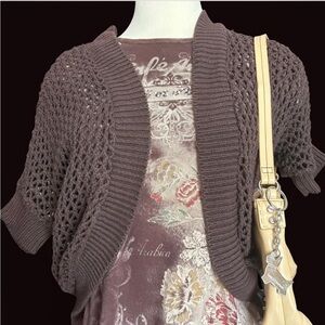 American Rag Dark Brown Open-Knit Shrug